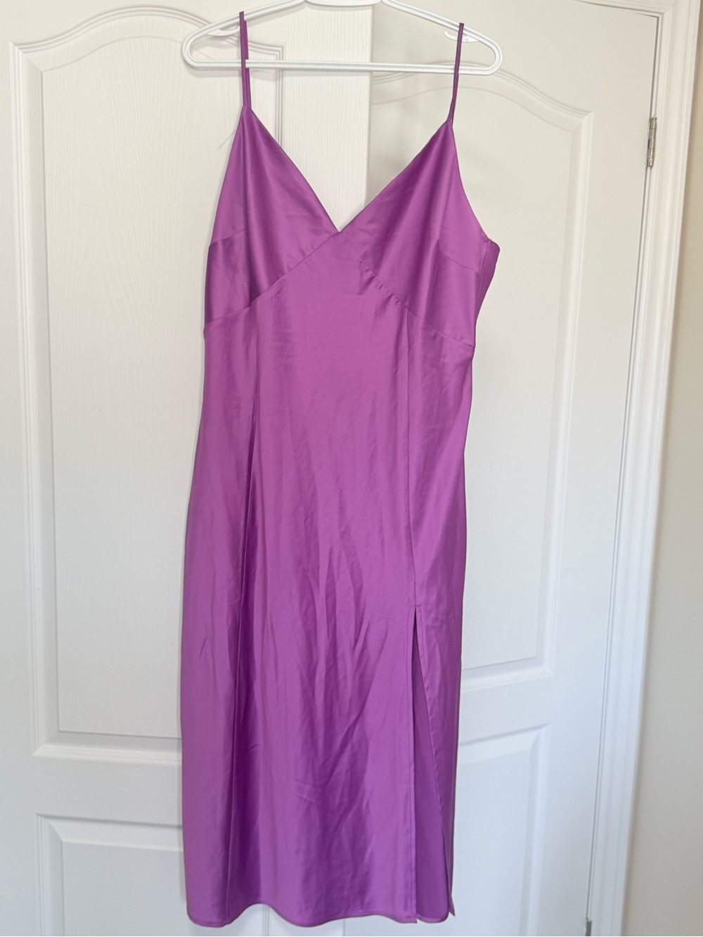 Slip Midi Dress in Purple | Women's V-Neck Spaghetti Strap